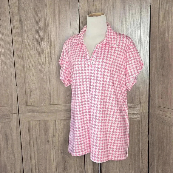 Tops - Women golf Activewear polo modern design pink & white shirt